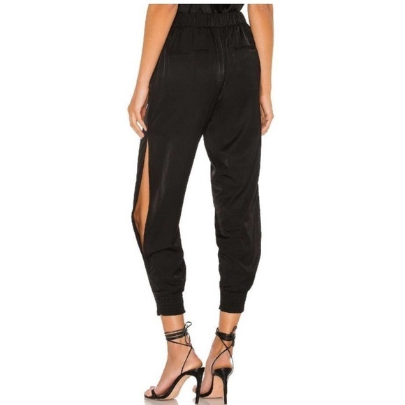 LOVERS + FRIENDS Macie Tie Waist Side Slit Pants High Rise Black Size M - Picture 2 of 9